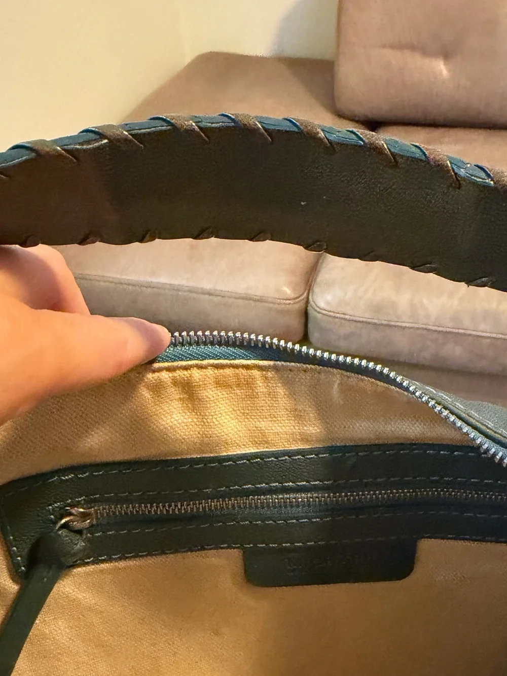 Vintage Michael Kors Teal Studded Leather Hobo Shoulder Bag Large